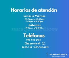 Horarios de Atención - Manuel Pompilio Cedillo Armijos